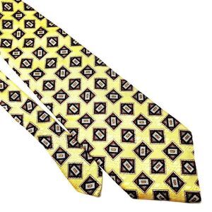 Mark Pendleton Silk‎ Tie Yellow Print Geometric Classic